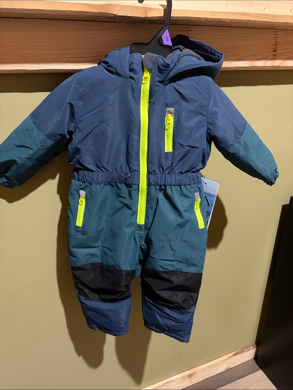 Iceberg Kids Navy and Teal Snowsuit with Neon Yellow Accents
